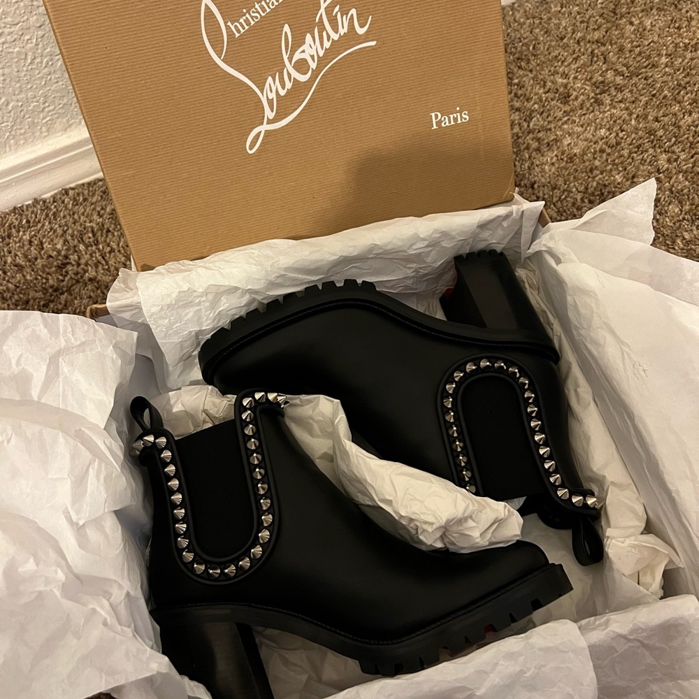 Christian Louboutin 70 mm Boots - Calf leather and spikes - Black 38.5